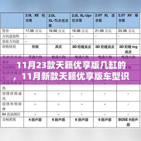 11月新款天籁优享版车型识别指南,引擎缸数一目了然