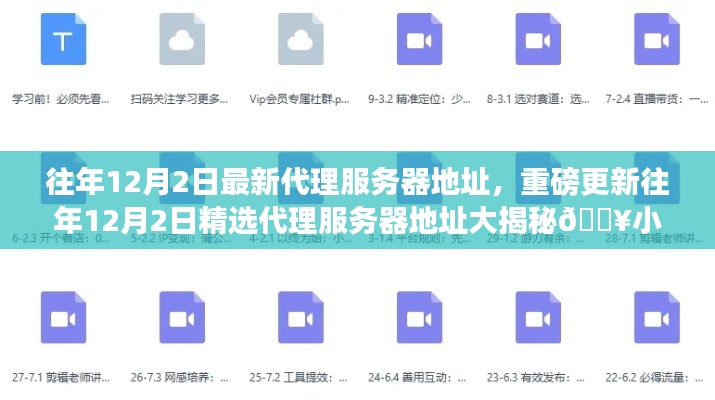 『重磅揭秘,往年12月2日最新代理服务器地址大公开,小红书必备资源』