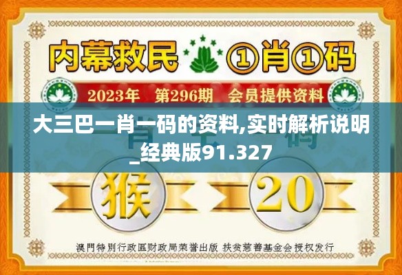 大三巴一肖一码的资料,实时解析说明_经典版91.327