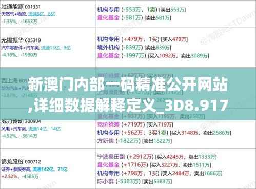 新澳门内部一码精准公开网站,详细数据解释定义_3D8.917