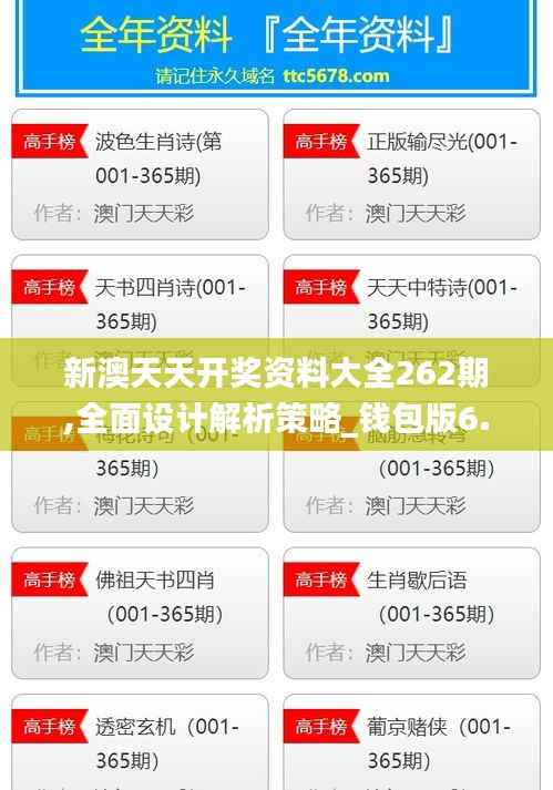 新澳天天开奖资料大全262期,全面设计解析策略_钱包版6.544