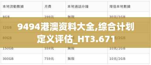 9494港澳资料大全,综合计划定义评估_HT3.671