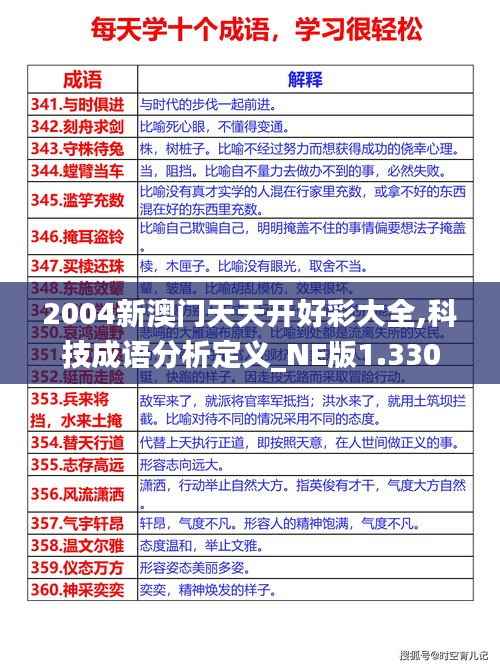 2004新澳门天天开好彩大全,科技成语分析定义_NE版1.330