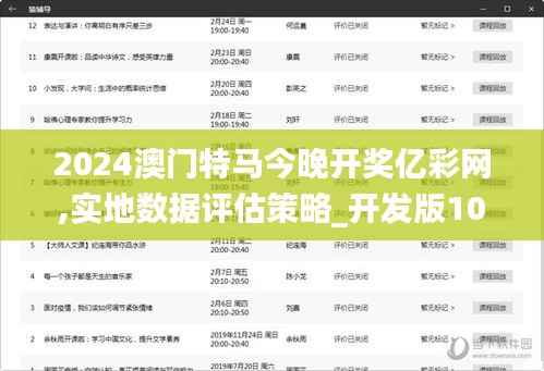 2024澳门特马今晚开奖亿彩网,实地数据评估策略_开发版10.368