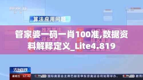 管家婆一码一肖100准,数据资料解释定义_Lite4.819