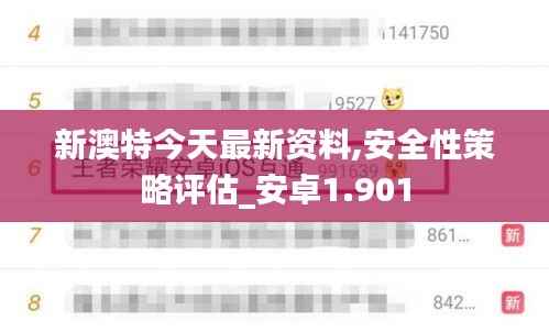 新澳特今天最新资料,安全性策略评估_安卓1.901