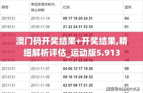 澳门码开奖结果+开奖结果,精细解析评估_运动版5.913