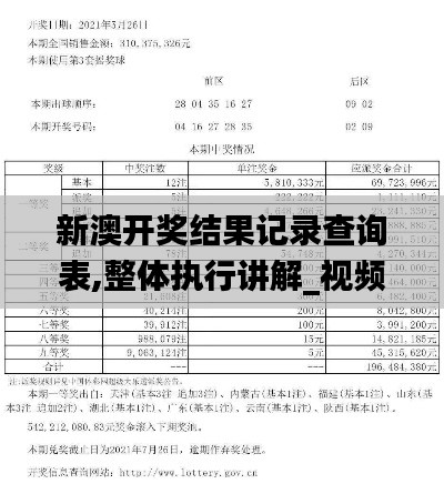 新澳开奖结果记录查询表,整体执行讲解_视频版4.952
