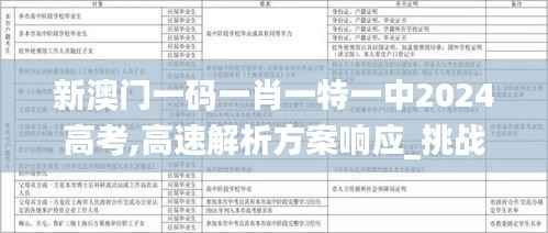 新澳门一码一肖一特一中2024高考,高速解析方案响应_挑战款17.944