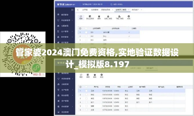 管家婆2024澳门免费资格,实地验证数据设计_模拟版8.197