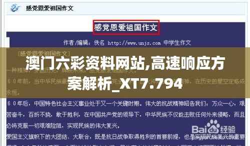 澳门六彩资料网站,高速响应方案解析_XT7.794