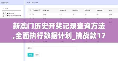 新澳门历史开奖记录查询方法,全面执行数据计划_挑战款17.531