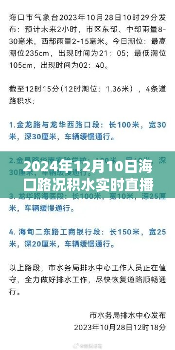 2024年12月10日海口积水路况实时直播与解析
