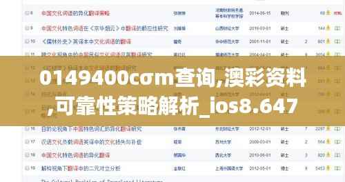 0149400cσm查询,澳彩资料,可靠性策略解析_ios8.647