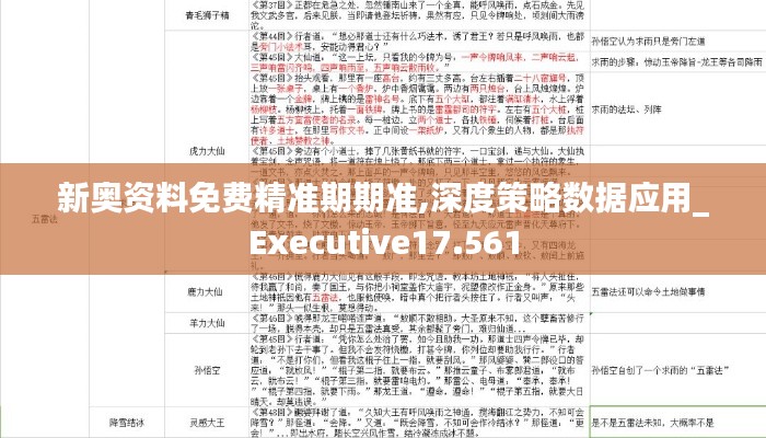 新奥资料免费精准期期准,深度策略数据应用_Executive17.561