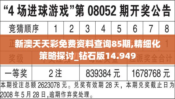 新澳天天彩免费资料查询85期,精细化策略探讨_钻石版14.949
