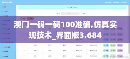 澳门一码一码100准确,仿真实现技术_界面版3.684