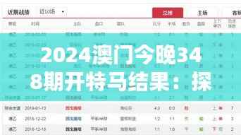 2024澳门今晚348期开特马结果:探讨竞猜胜负的技巧