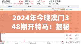 2024年今晚澳门348期开特马:揭秘特马开奖背后的技术与流程