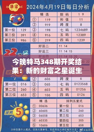 今晚特马348期开奖结果:新的财富之星诞生