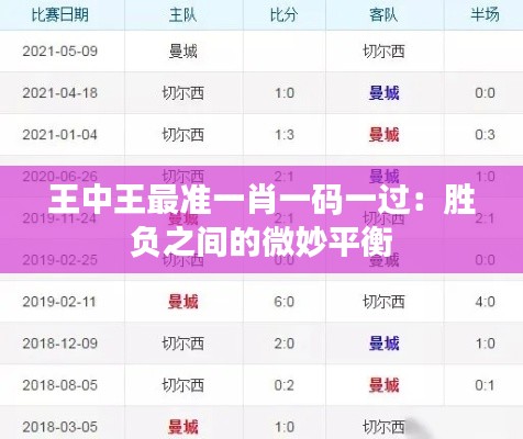 王中王最准一肖一码一过:胜负之间的微妙平衡