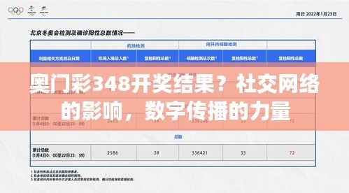 奥门彩348开奖结果?社交网络的影响,数字传播的力量