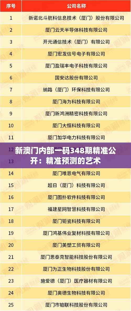 新澳门内部一码348期精准公开：精准预测的艺术