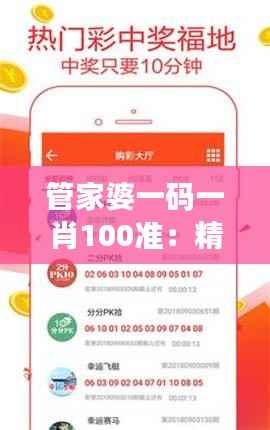 管家婆一码一肖100准:精准匹配与效率的秘密武器