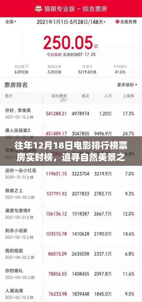 往年12月18日电影排行榜背后的故事，探寻心灵之旅的票房奇迹与远离尘嚣的自然美景之旅