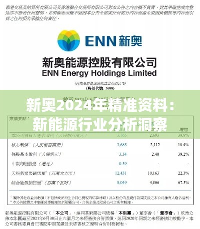 新奥2024年精准资料:新能源行业分析洞察