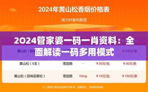 2O24管家婆一码一肖资料:全面解读一码多用模式