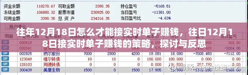 往年12月18日实时赚钱策略,接单的探讨与反思