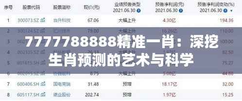 7777788888精准一肖:深挖生肖预测的艺术与科学
