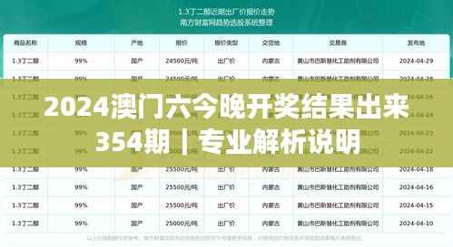 2024澳门六今晚开奖结果出来354期|专业解析说明