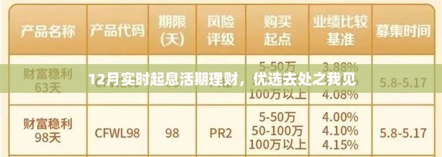 12月优选实时起息活期理财之选解析