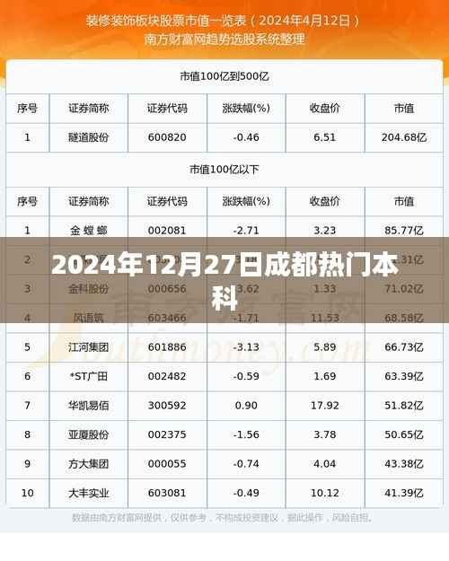 成都热门本科盘点，2024年12月27日最新动态