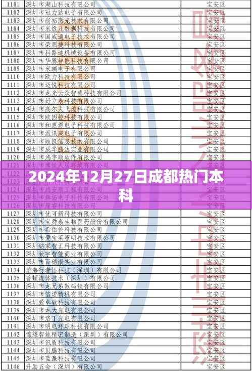 成都热门本科盘点,2024年12月27日最新动态