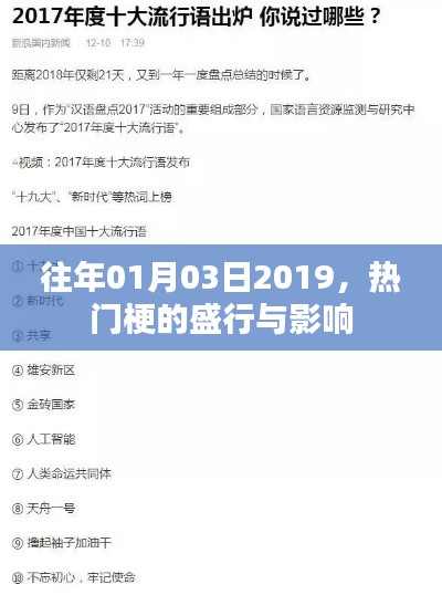 热门梗盛行与影响,回顾2019年1月3日,符合您的字数要求,同时能够概括文章的核心内容,便于用户理解和搜索。