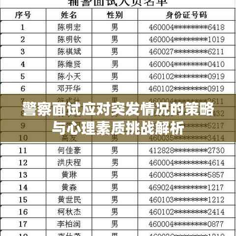警察面试应对突发情况的策略与心理素质挑战解析