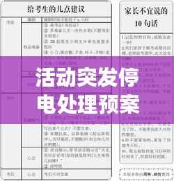 活动突发停电处理预案，停电突发事件应急预案范文 