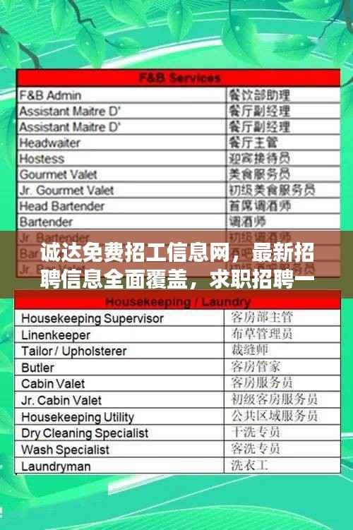 诚达免费招工信息网，最新招聘信息全面覆盖，求职招聘一站式服务