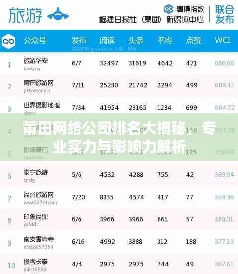 莆田网络公司排名大揭秘,专业实力与影响力解析
