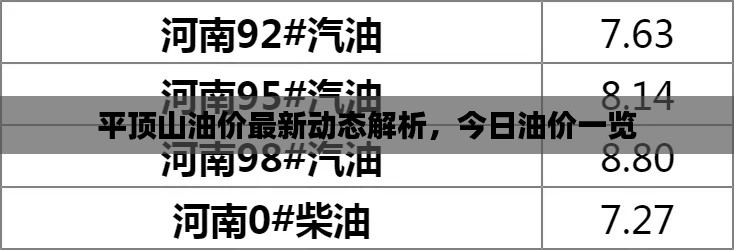 平顶山油价最新动态解析,今日油价一览