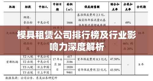 模具租赁公司排行榜及行业影响力深度解析