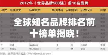 全球知名品牌排名前十榜单揭晓！