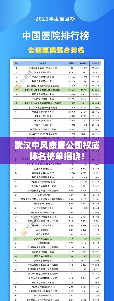 武汉中风康复公司权威排名榜单揭晓!