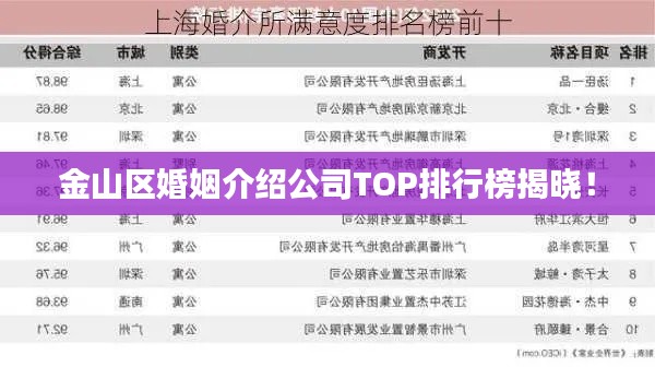 金山区婚姻介绍公司TOP排行榜揭晓!