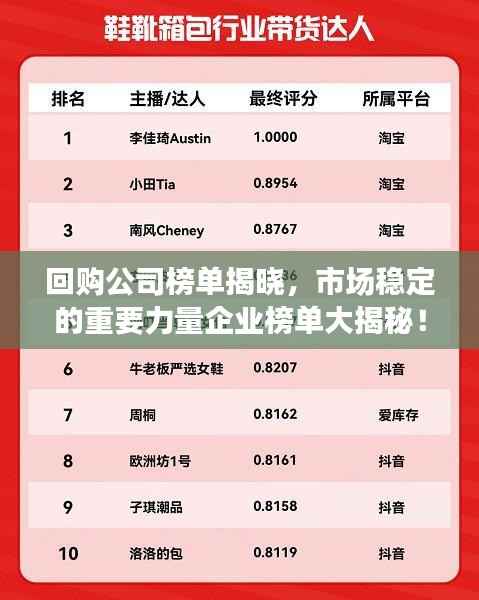 回购公司榜单揭晓,市场稳定的重要力量企业榜单大揭秘!