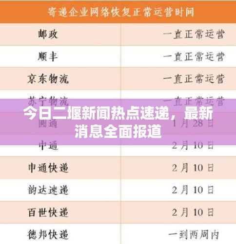 今日二堰新闻热点速递，最新消息全面报道