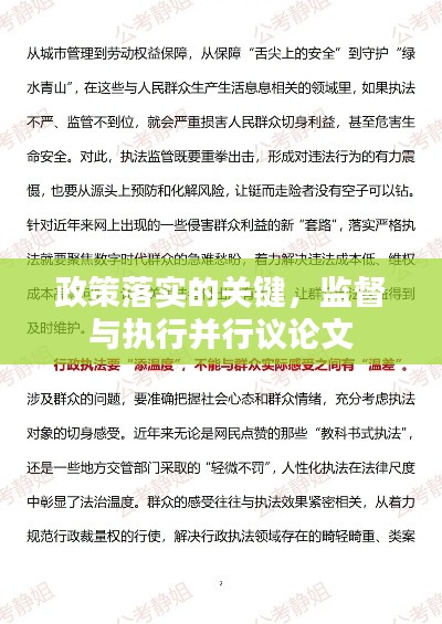 政策落实的关键,监督与执行并行议论文